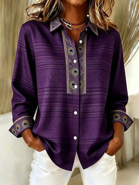 Damen Langarmshirt mit einzigartigem Ethno-Druck m303211