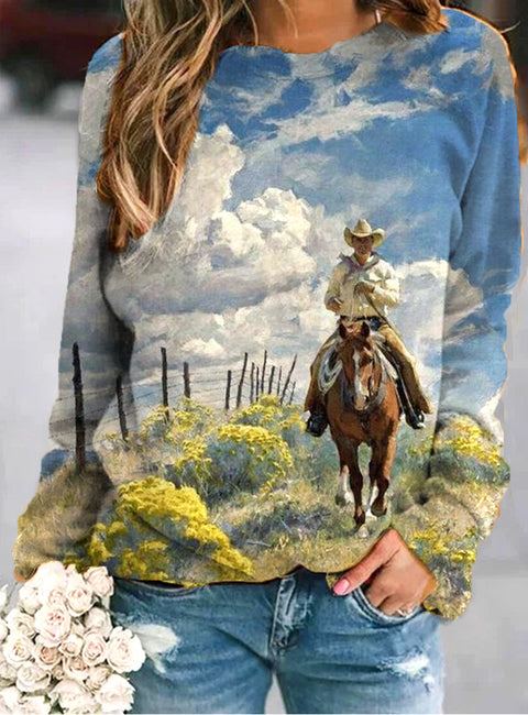 3D digital printing European and American women pullover casual urban shoulder plugs m302123