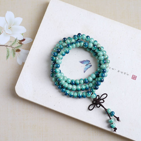 Play with three circles and stack 108 beads Jingdezhen ceramic bracelet ethnic style bracelet m3331303