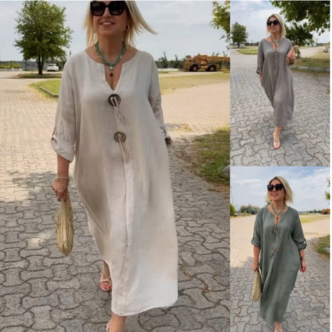 Casual loose women's clothing solid color simple dress m301197