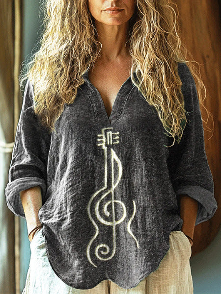 New 3D digital printing women's fashion V-neck loose shirt top spring and autumn m301745