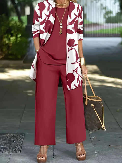 Women's three-piece jacket vest plus pants set m302286