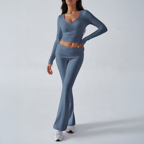 women's clothing Amazon casual sports slim-fit knitted long-sleeved trousers two-piece set m301817