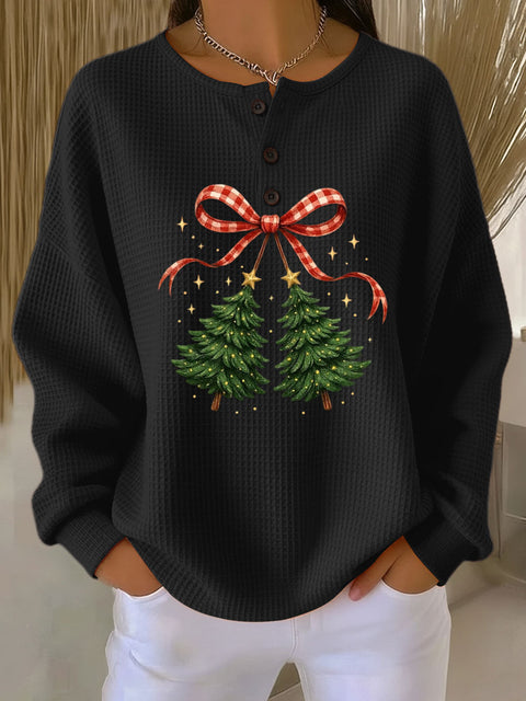 3D-Digitaldruck lockeres lässiges Waffel-Stehkragen-Langarmshirt m303065