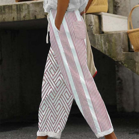 Linglong hemp digital printing trousers m303185
