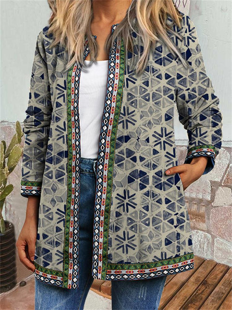Autumn and winter retro ethnic style print jacket cardigan m303251 03
