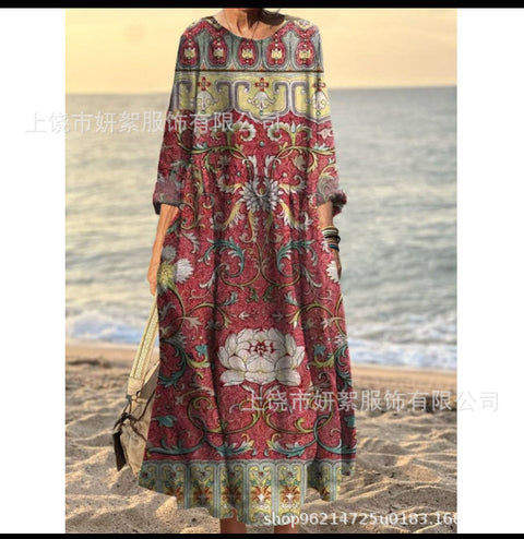 Robe ample décontractée imprimée en 3D pour femme m301278 