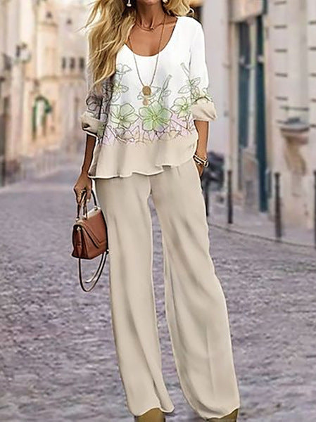 New crew neck 3D printed women's fashion shirt set m301240