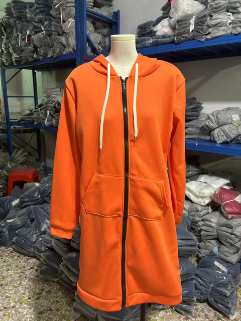 Women's medium and long hooded long-sleeved sweater women's winter m302342