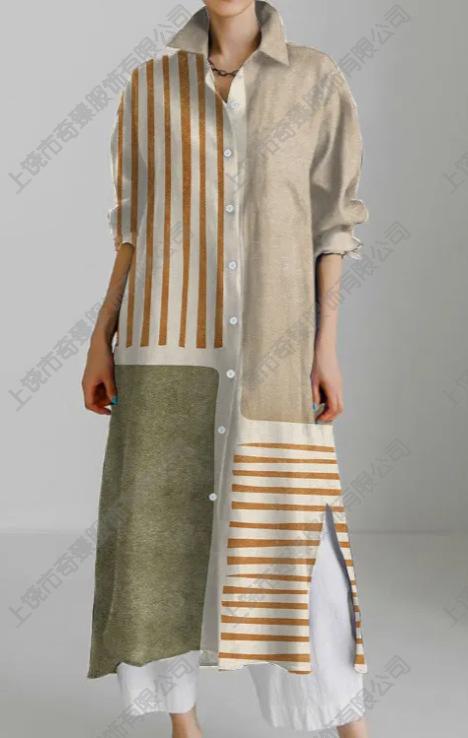 Autumn and winter casual abstract art printing long-sleeved slit skirt m303183