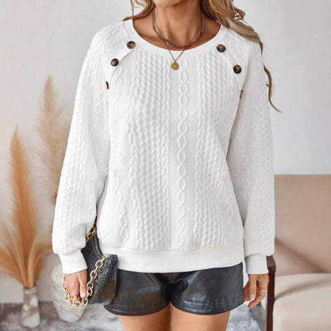 Winter casual crew neck button twist knitted pullover sweater m301487
