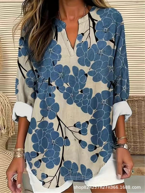 Summer women's long-sleeved 3D digital printing loose European size top m301362