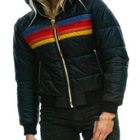 Women's casual hooded printed short cotton-padded coat m301979