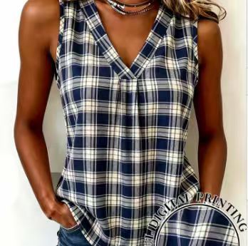 Casual plaid sleeveless vest small suspender m302807