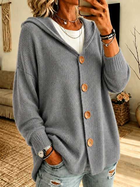 Button knitted hooded cardigan sweater jacket m303202