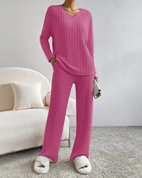 Fashion casual straight-leg pants temperament loose V-neck pit strip knitted cover m301795