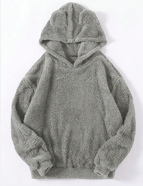 New fluffy rabbit ears hooded thermal sweater sweater m300439