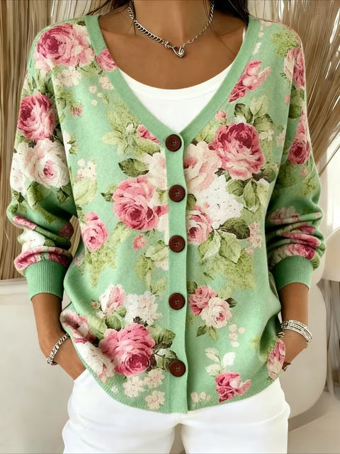 Autumn and winter European size 3D digital printing women's shoulder cardigan sweater FF303406 03