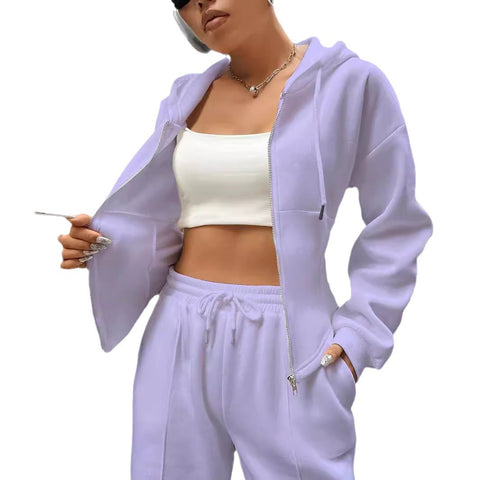 Two-piece trendy hooded cardigan slim casual two-piece suit women's m300946
