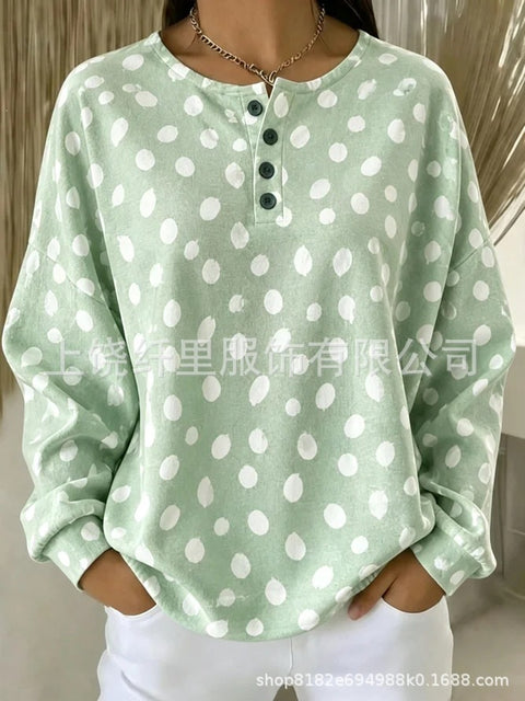 Crew neck 4 buckle spring and autumn fashion pattern 3D printing casual loose women's sweater FF303411 01