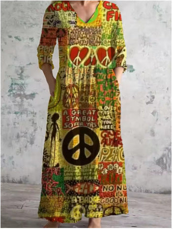 3D print summer urban casual loose dress women m301037