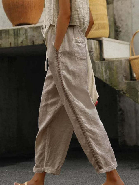 Linglong hemp digital printing trousers m303185