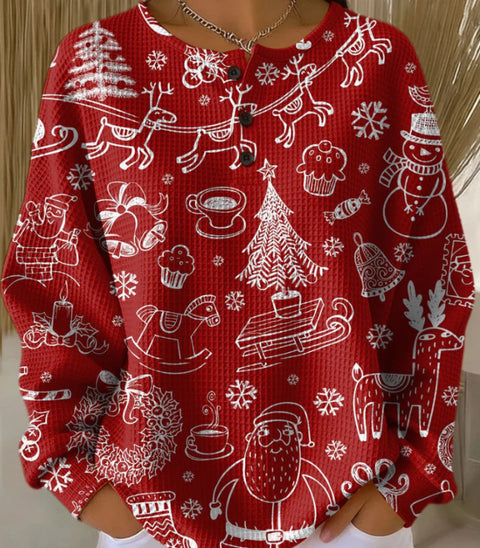 3D-Digitaldruck lockeres lässiges Waffel-Stehkragen-Langarmshirt m303065