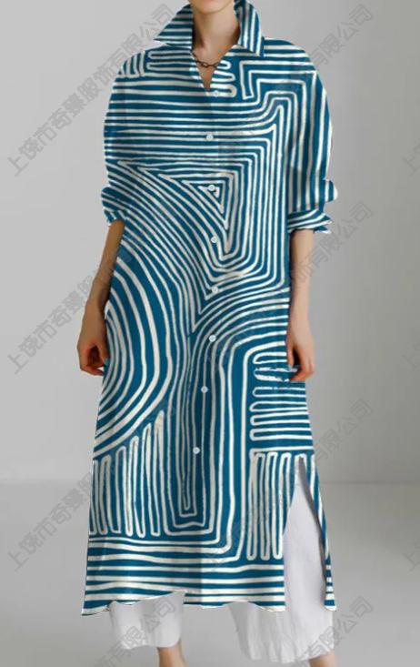 Autumn and winter casual abstract art printing long-sleeved slit skirt m303183