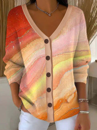 3D Digital Printed Women's Shoulder Cardigan Sweater FF303400 03