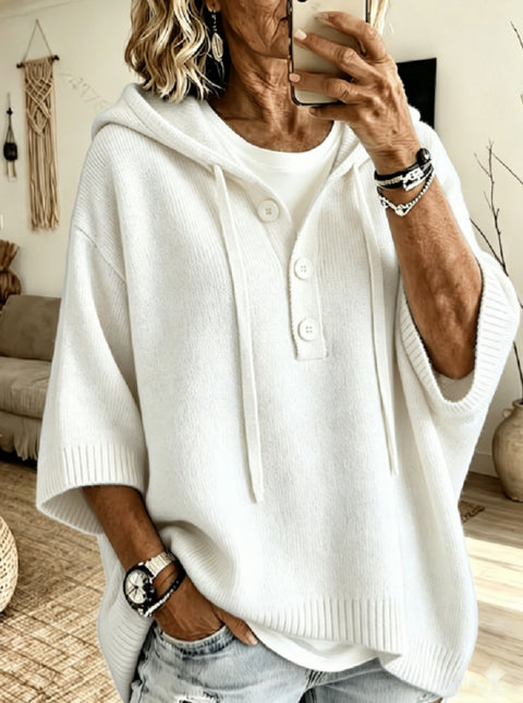 Half-open button lazy wind sweater autumn and winter solid color versatile m303201