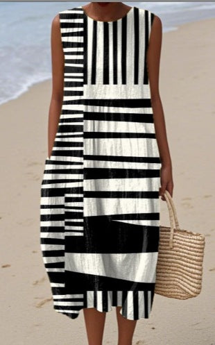 Sleeveless printed temperament long dress dress m301527