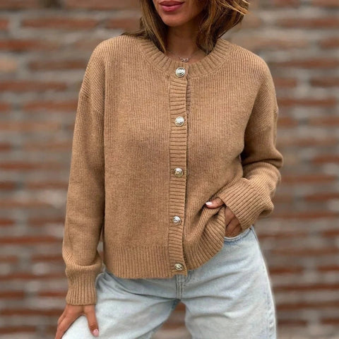 Autumn and winter new solid color button sweater cardigan long-sleeved top m303231
