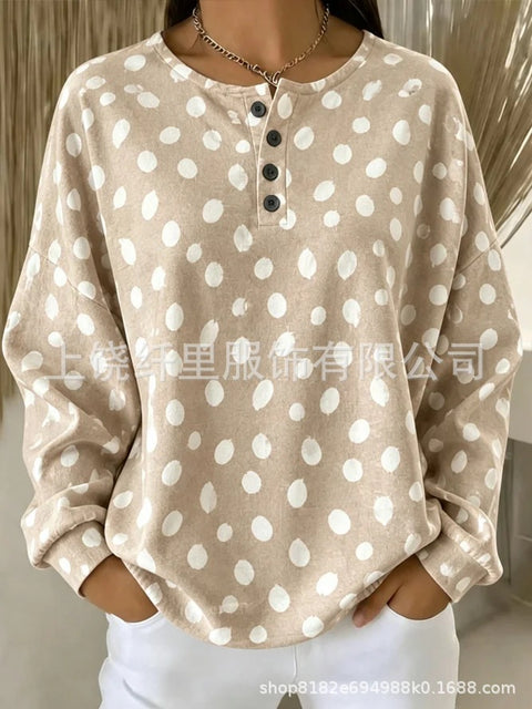 Crew neck 4 buckle spring and autumn fashion pattern 3D printing casual loose women's sweater FF303411 01