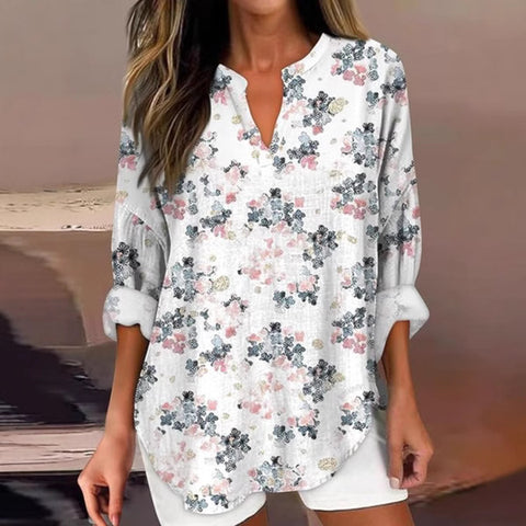 Floral 3D digital printing women's fashion crew neck loose shirt top m301357