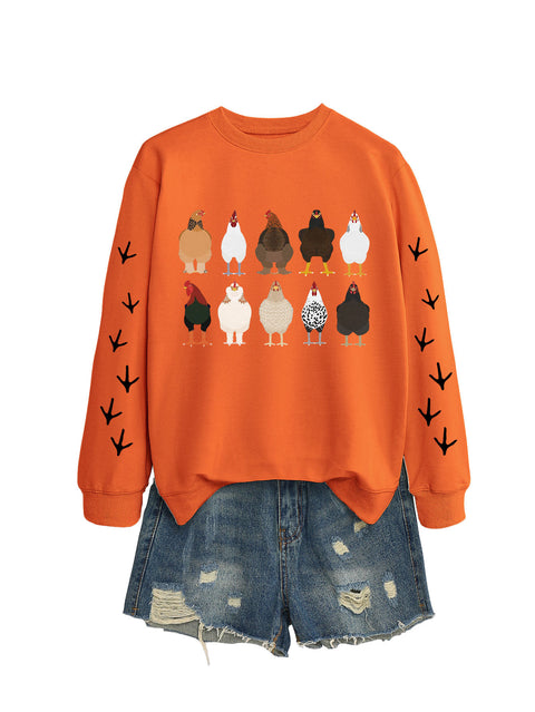 Crew neck long sleeve ten chickens footprint left and right hand print casual fashion sweater women m301720
