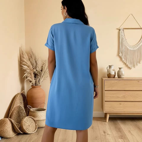 Summer new comfortable casual pocket cotton women's dress m302972