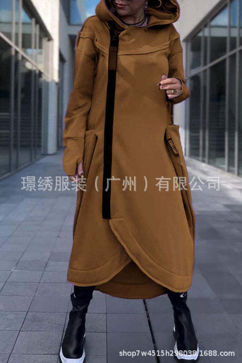 Autumn and winter new women's casual fashion long-sleeved pocket hooded sweater cardigan m302073