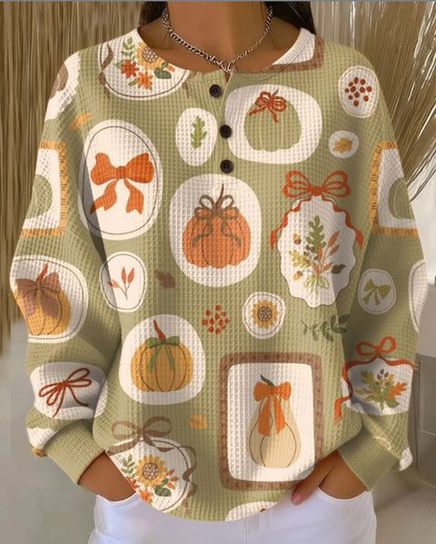 3D-Digitaldruck lockeres lässiges Waffel-Stehkragen-Langarmshirt m303065