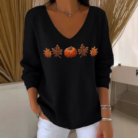 Shoulder V-Neck Long Sleeve Pullover 3D Digital Printing Women's Top T-Shirt m301684