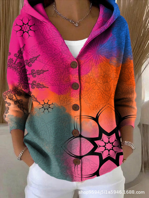 New black button hooded cardigan women's pure leisure fashion sweater jacket women's Christmas m302115