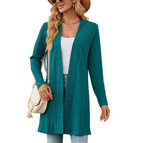 New solid color button-down long-sleeved loose cardigan jacket m300426