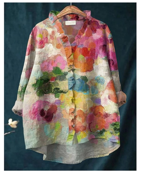 Lässiges Damen-T-Shirt mit Rundhalsausschnitt und lockerem Druck in großen Größen m301280 