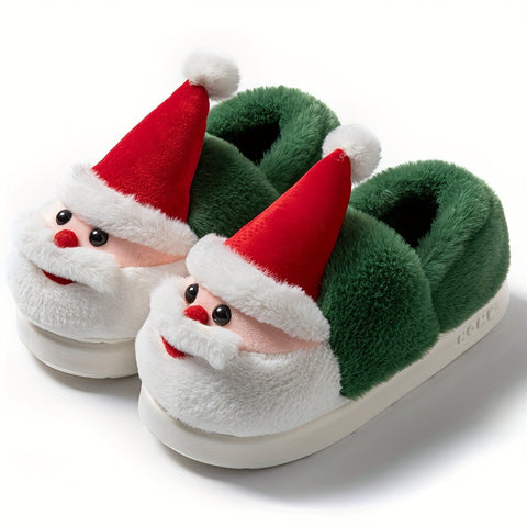Cute Santa Claus fluffy shoes winter home room non-slip large size cotton slippers FF3332046