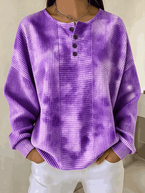 Delicate plaid fashion print women's button sweater FF303387