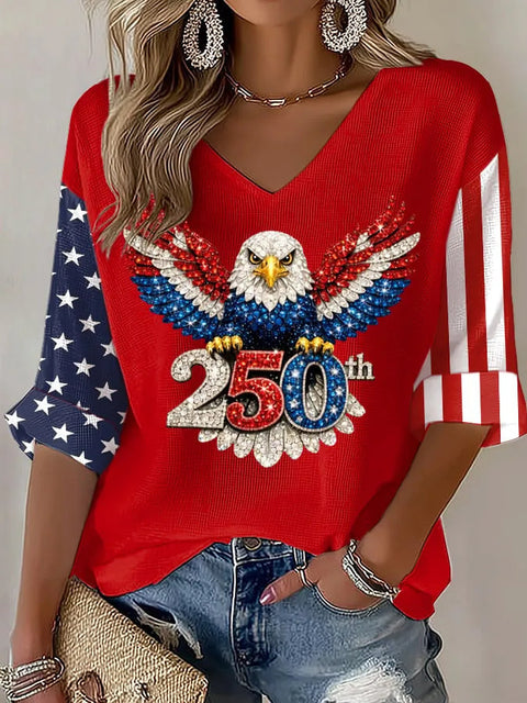 Summer V-neck short-sleeved top 3D digital printing women's casual short-sleeved m302655