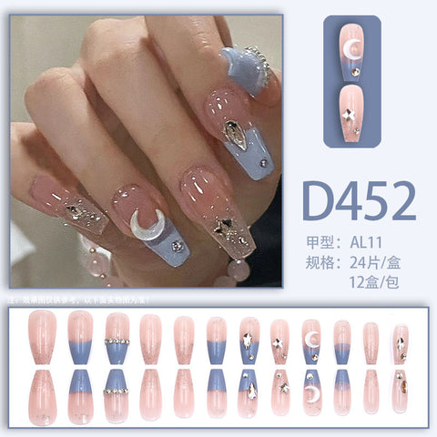 Elegant and fresh temperament wind manicure ice transparent rhinestone removable wearable nail m5010688