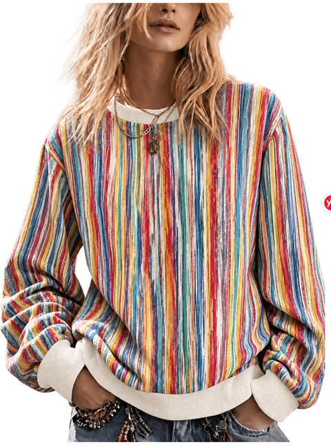 Casual Crew Neck Long Sleeve Pullover 3D Digital Printing Women's Sweater FF303429 05