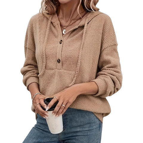 Autumn and winter hooded pit strip long-sleeved sweater m303222
