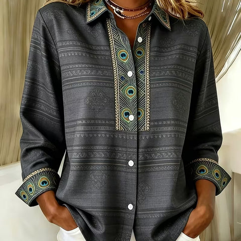 Damen Langarmshirt mit einzigartigem Ethno-Druck m303211