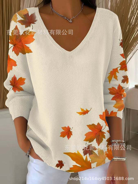 Halloween printed women's V-neck imitation sweater m302107